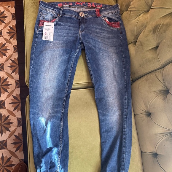 Desigual Denim - Desigual Blue Women's Jeans with Red Accents